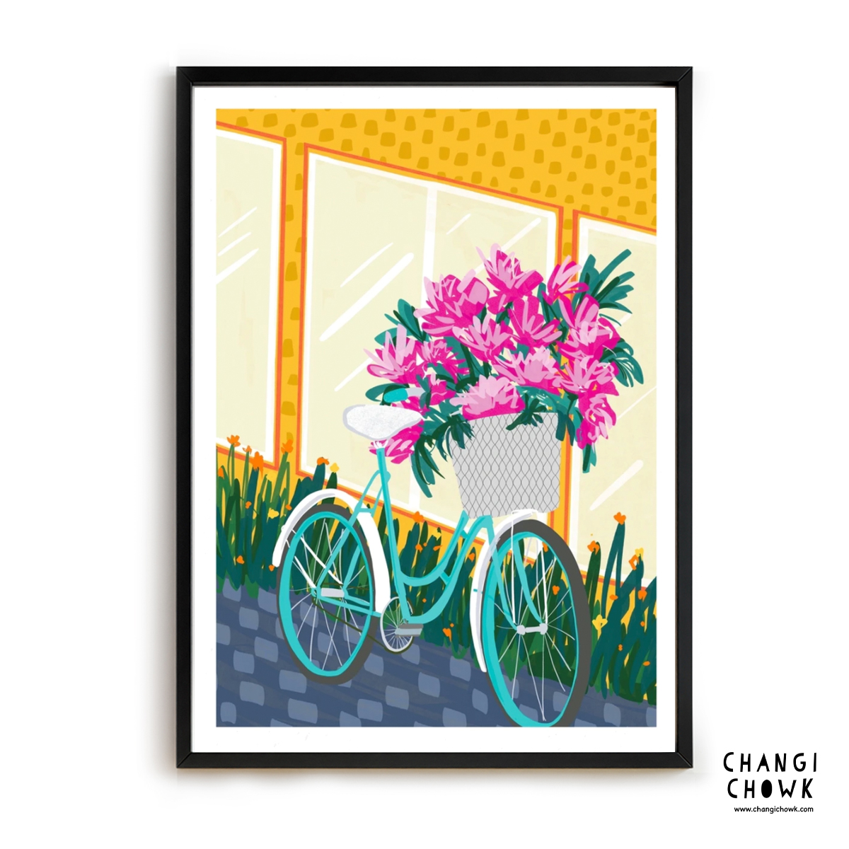 Flower Bike Singapore Art Illustration