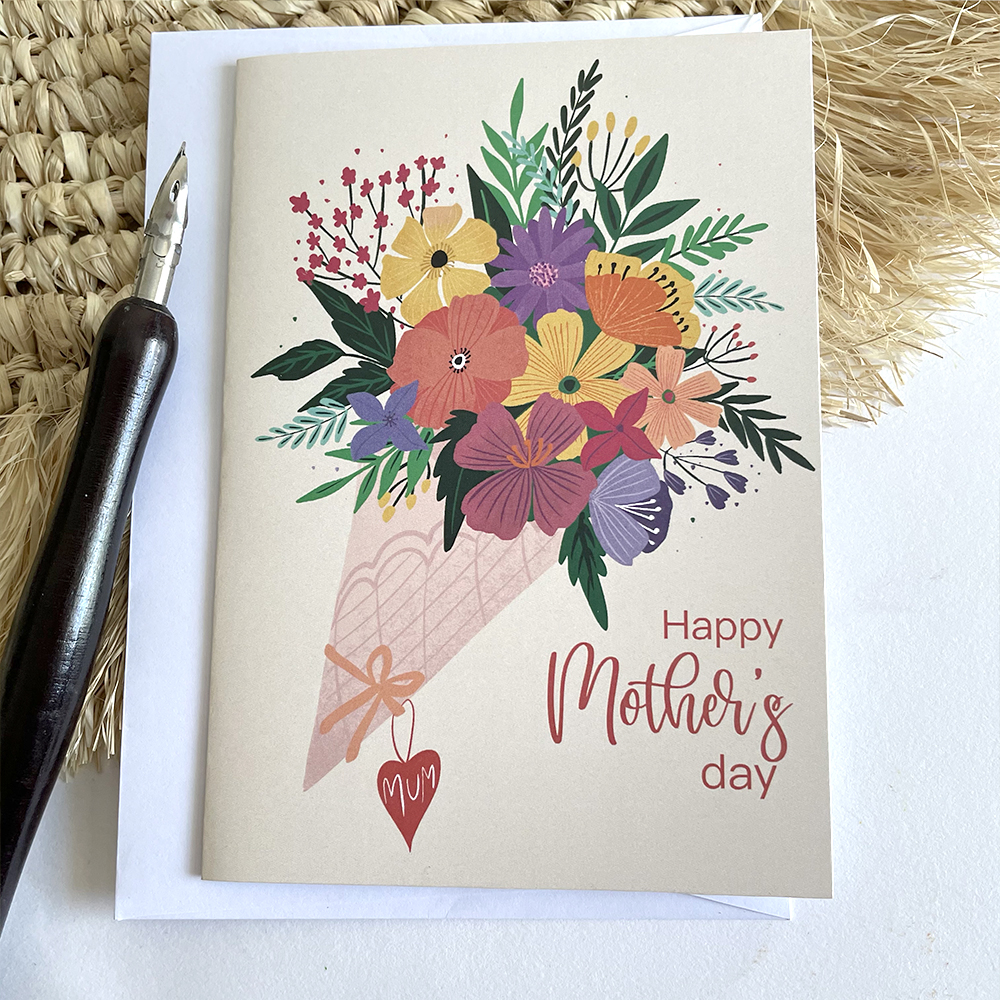 Mother's day bouquet flowers greeting card