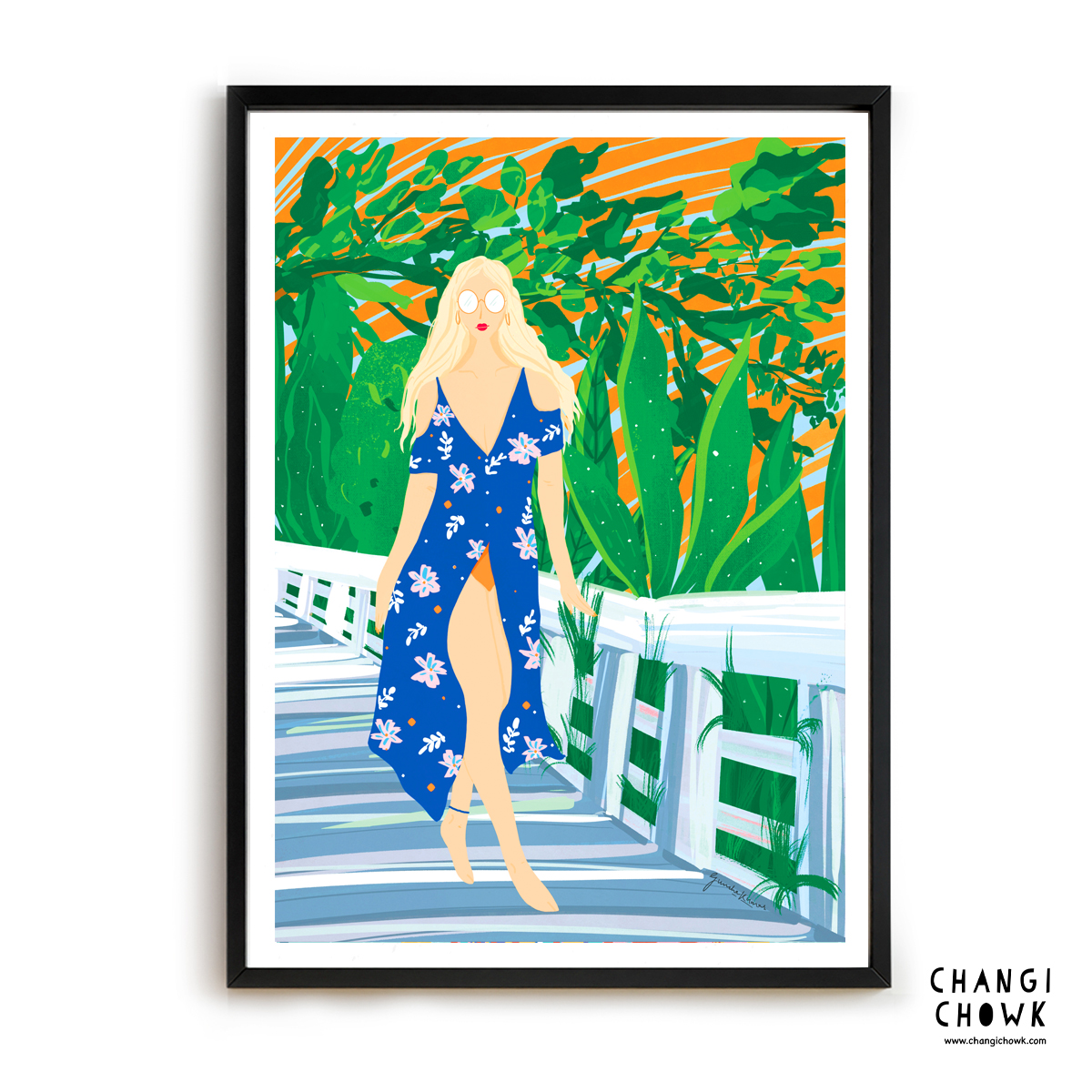 Sentosa Sunrise Sunset Beach Singapore Art Illustration